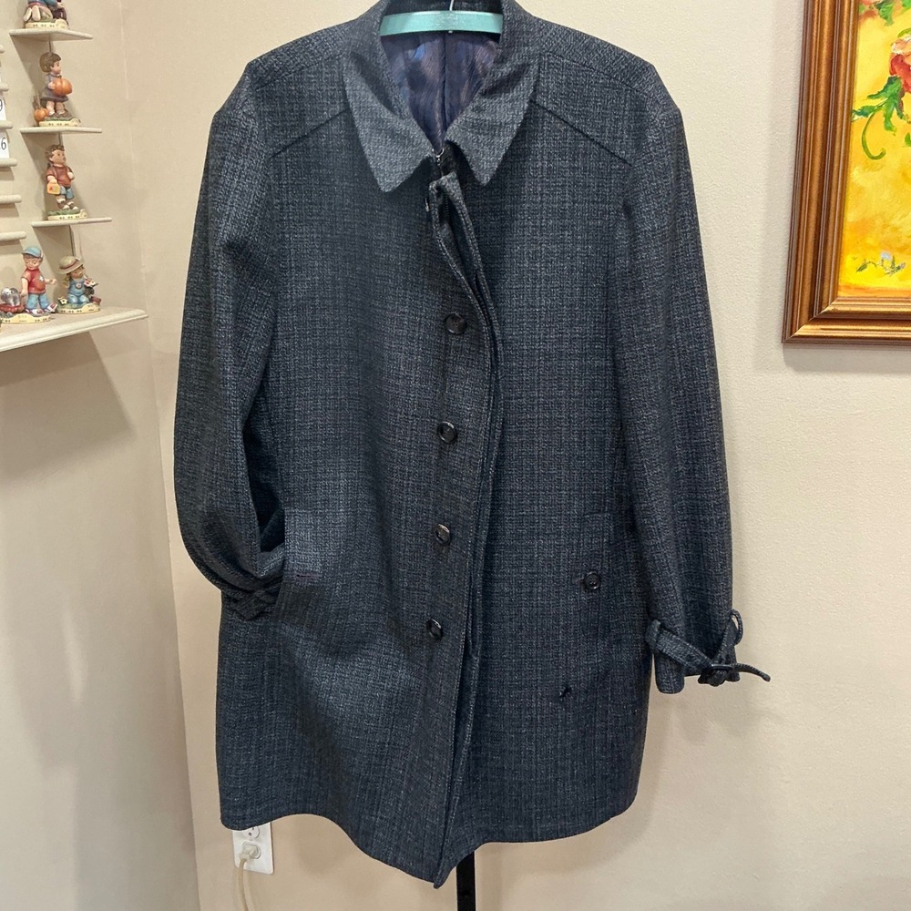 Ted Baker Overcoat Alabama Endurance 44R Grey 2-in-1 Wool Blend Bib Coat FLAW